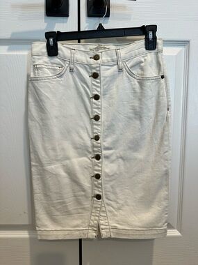 Current/Elliott White Button-Front Denim Pencil Skirt